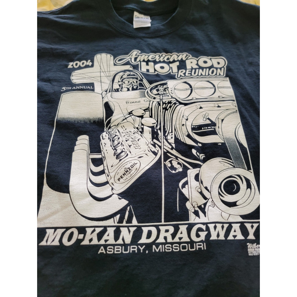 VINTAGE 2004 ORIGINAL MO KAN DRAGWAY HOT ROD REUNION DRAG RACING TSHIRT LARGE